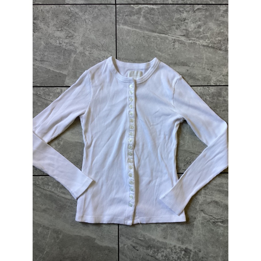 Citizens of Humanity NWOT Kari Cardigan White Ribbed Button Down Top Small